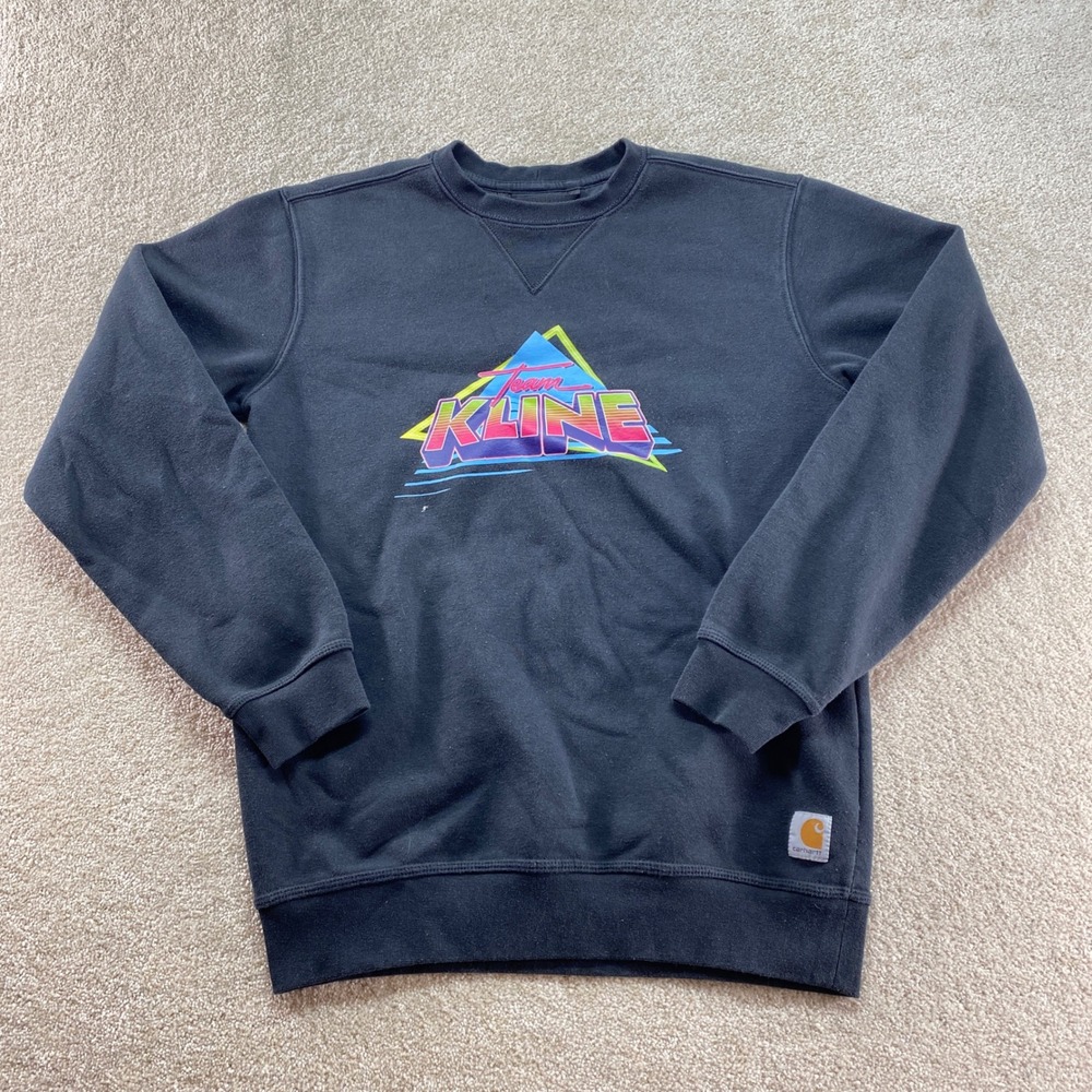 Carhartt Sweatshirt‎ Mens Size Small Black Loose Fit Team KLINE Graphic Print